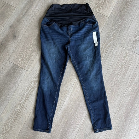 Isabel Maternity by Ingrid & Isabel Denim - Isabel Maternity by Ingrid & Isabel Skinny Crossover Panel Jeans Dark Wash 12
